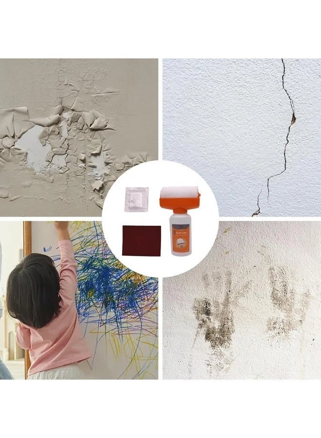 500g Wall Repair Putty with Built-in Roller Brush - Instant Repair Putty for Wall Cracks, Holes, Scratches, and Stains - Quick-Drying, Mold-Resistant - White - Image 2